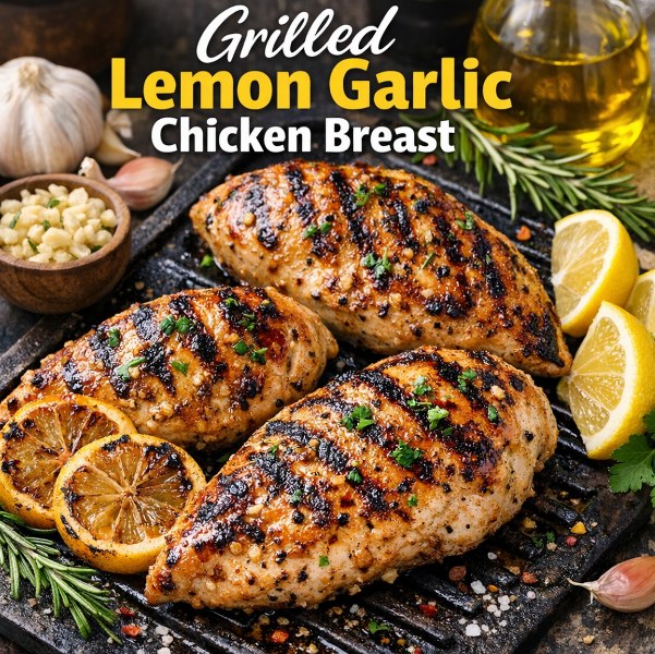 Healthy Chicken Recipes for Weight Loss -Grilled Lemon Garlic Chicken Breast