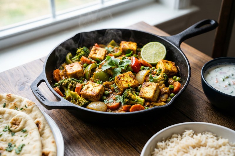 Paneer & Mixed Vegetable Skillet