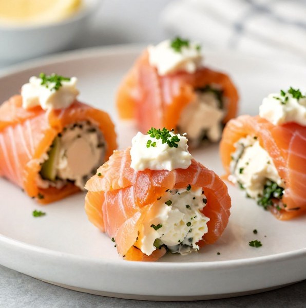 Smoked Salmon and Cream Cheese Roll-Ups