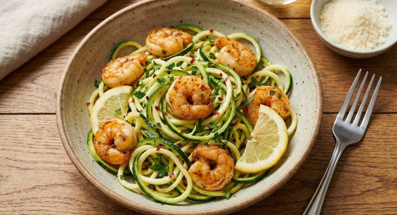 Zucchini Noodles with Garlic Shrimp
